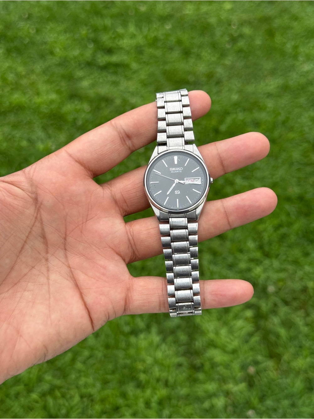 Seiko vintage daydate men’s Stainless Steel Men's Watch - Silver with Black Dial